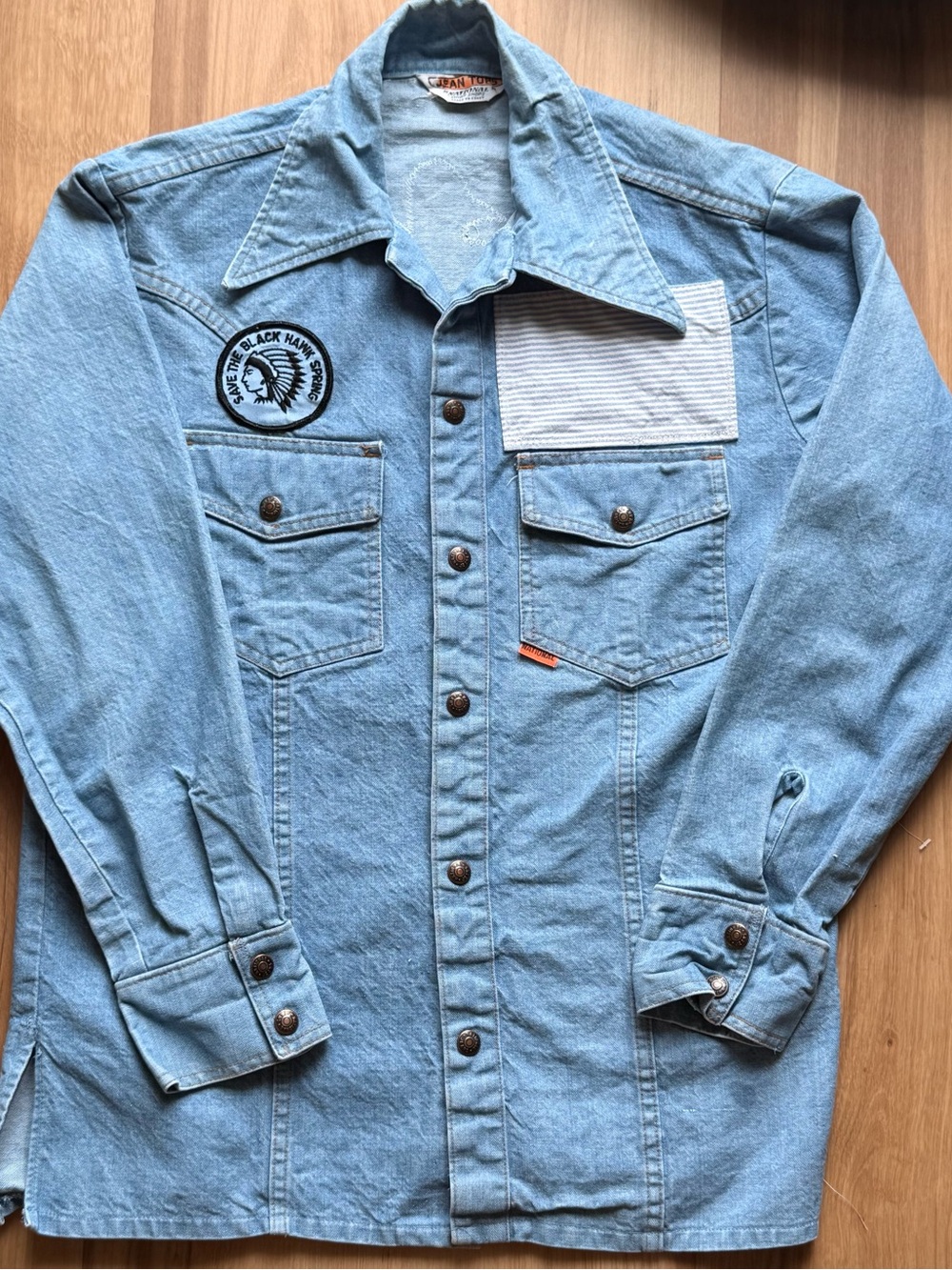 Vintage Light Blue Denim Button-Down Shirt